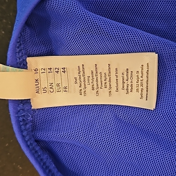 💕SEA LEVEL Eco Essentials Keyhole Halter One Piece Swimsuit Cobalt Blue 12 NWT - Picture 12 of 15